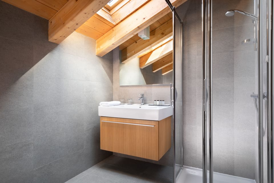 Shower, free toiletries, hair dryer, slippers