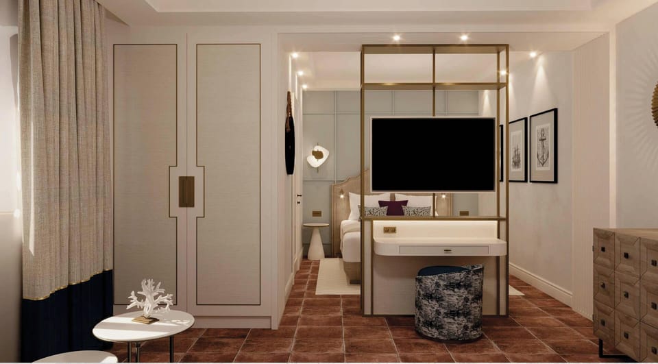 Superior Double Room, 1 Queen Bed | Living area | TV