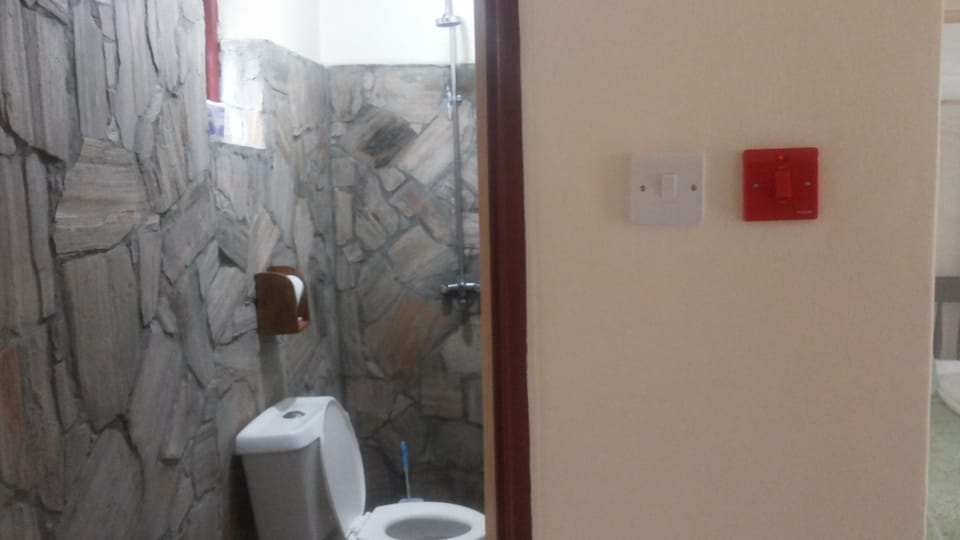 Shower, slippers, towels