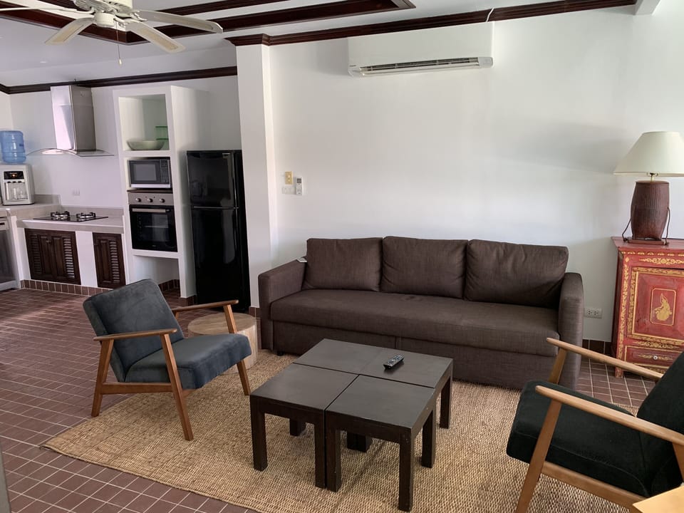 2 Bedrooms with Private Pool Villa | Living room | 49-inch Smart TV with cable channels, TV, Netflix