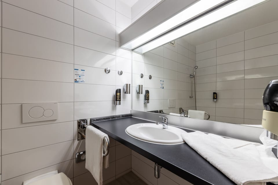 Bathtub, free toiletries, hair dryer, towels