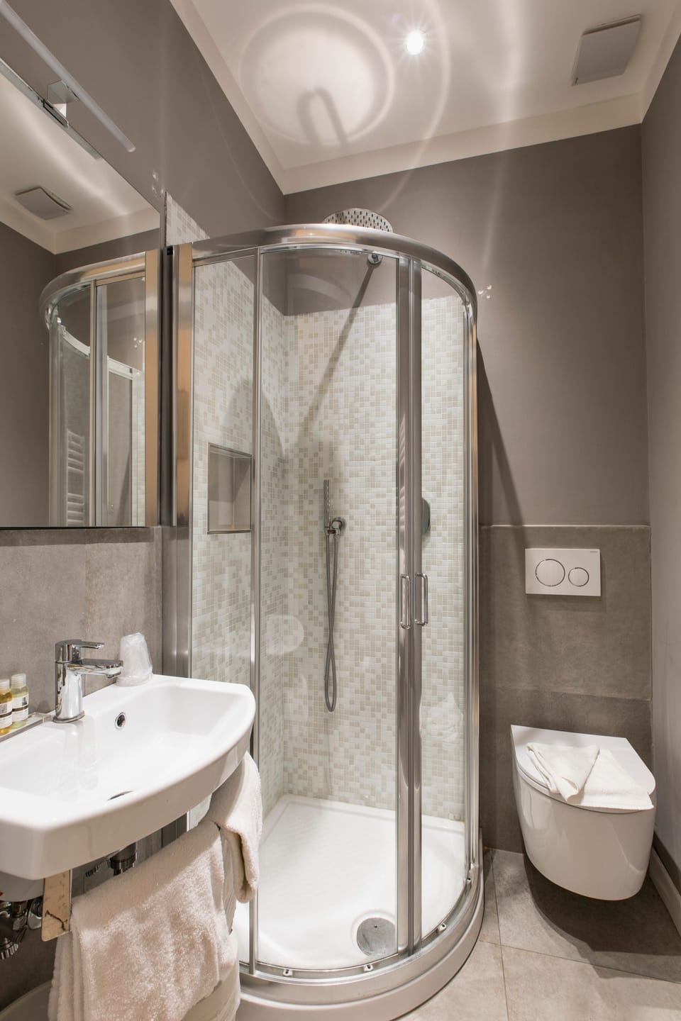 Shower, free toiletries, hair dryer, electronic bidet