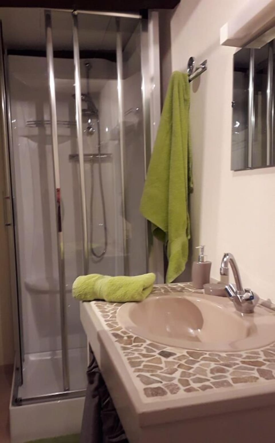 Double Room, Courtyard View (Dolmen "Ty Ar Boutiged") | Bathroom amenities | Shower, hair dryer, towels, soap