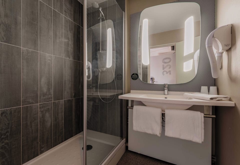 Eco-friendly toiletries, hair dryer, towels