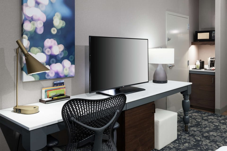 In-room safe, desk, laptop workspace, blackout drapes