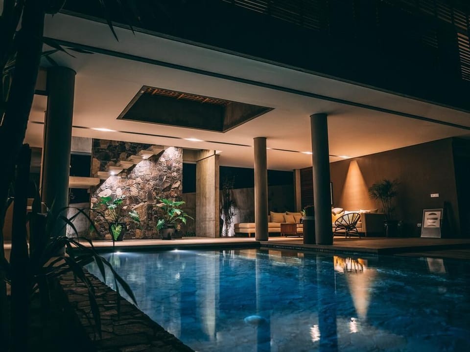Outdoor pool, sun loungers