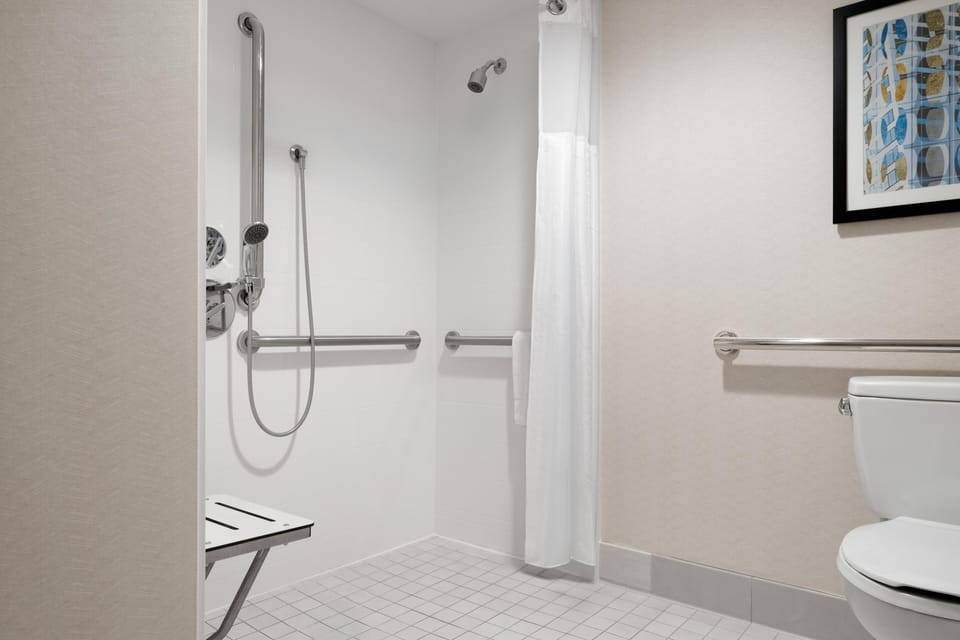 Room, 1 King Bed, Accessible (Roll-In Shower) | Bathroom shower