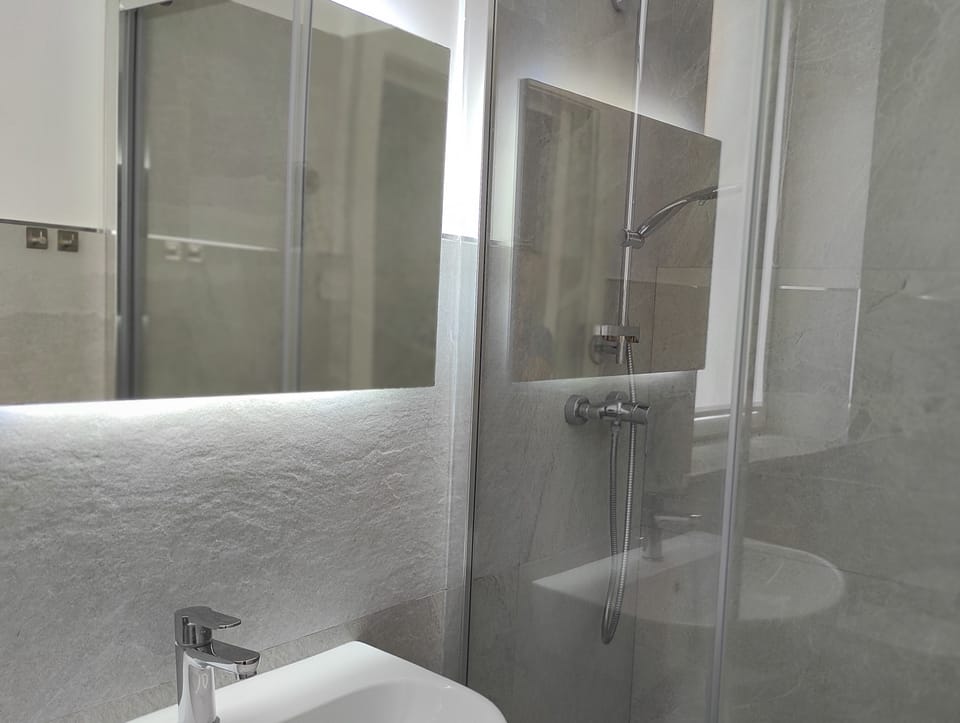 Shower, free toiletries, hair dryer, bidet