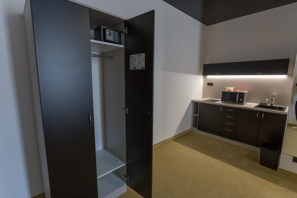 Deluxe Studio | Private kitchenette | Mini-fridge, microwave, stovetop, coffee/tea maker