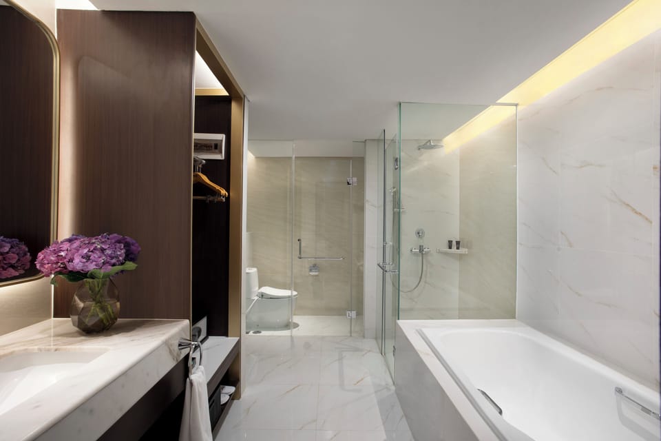 Family Suite | Bathroom | Free toiletries, hair dryer, slippers, towels