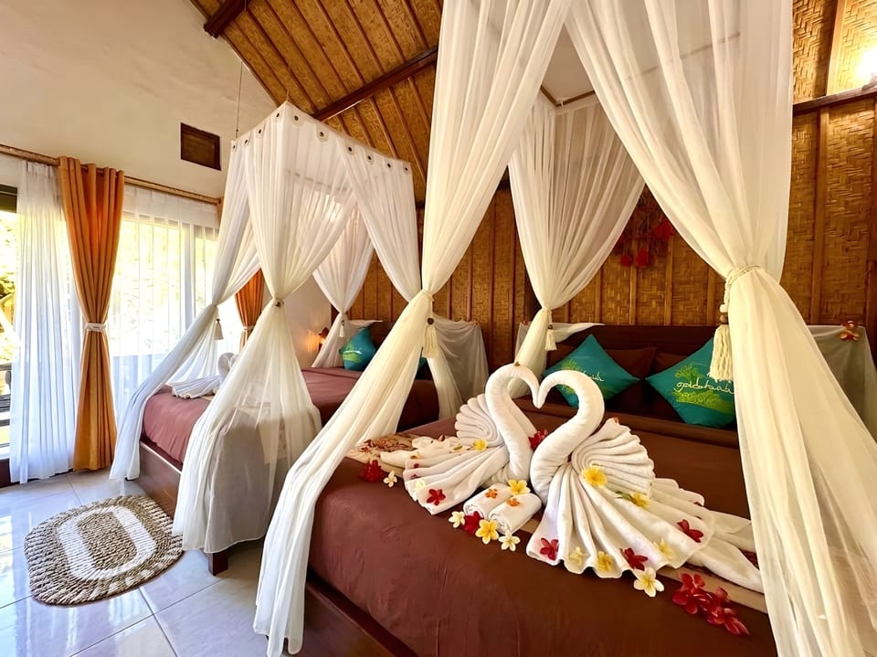 Family Bungalow, 2 Queen Beds, Terrace, Pool View | 1 bedroom, premium bedding, pillowtop beds, minibar