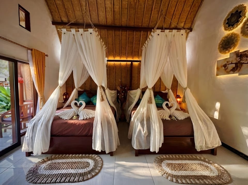 Family Bungalow, 2 Queen Beds, Terrace, Pool View | 1 bedroom, premium bedding, pillowtop beds, minibar