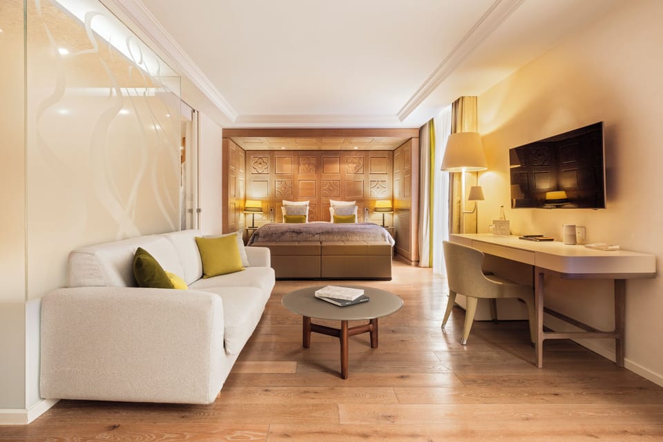 Junior Suite, Balcony | Premium bedding, free minibar items, in-room safe, blackout drapes