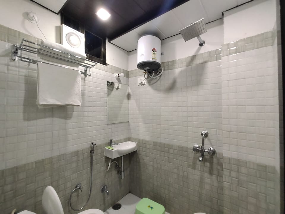 Shower, slippers, towels