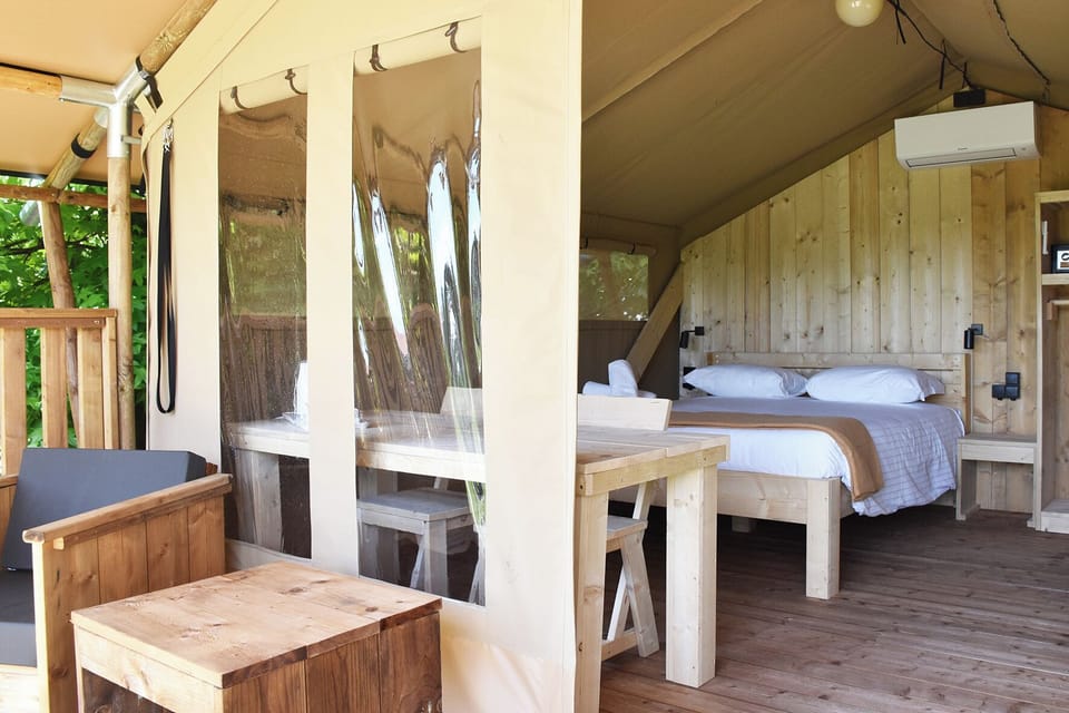 Family Tent | Hypo-allergenic bedding available, down comforters, desk, soundproofing
