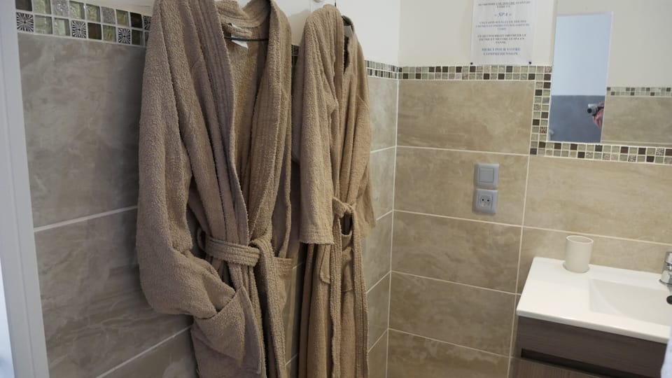 Comfort Double Room, Hot Tub | Bathroom | Shower, hair dryer, towels, soap