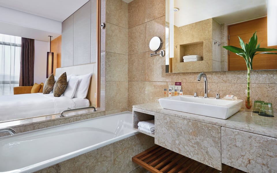 Hair dryer, bathrobes, slippers, towels