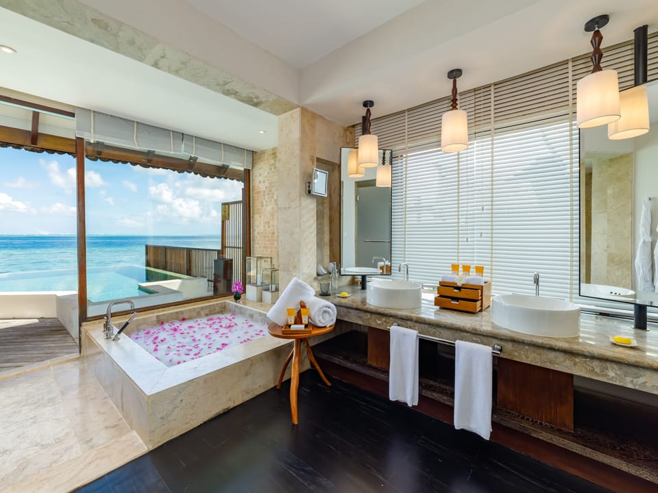 Ocean Suite with Private Pool | Bathroom | Separate tub and shower, deep soaking tub, rainfall showerhead