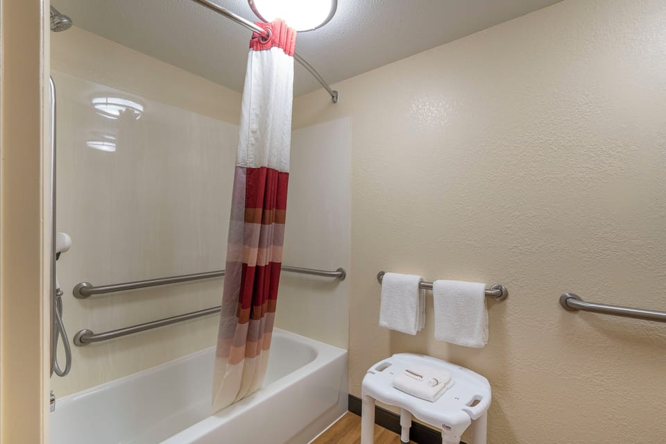 Suite, 1 King Bed, Accessible (Smoke Free) | Bathroom | Combined shower/tub, free toiletries, hair dryer, towels
