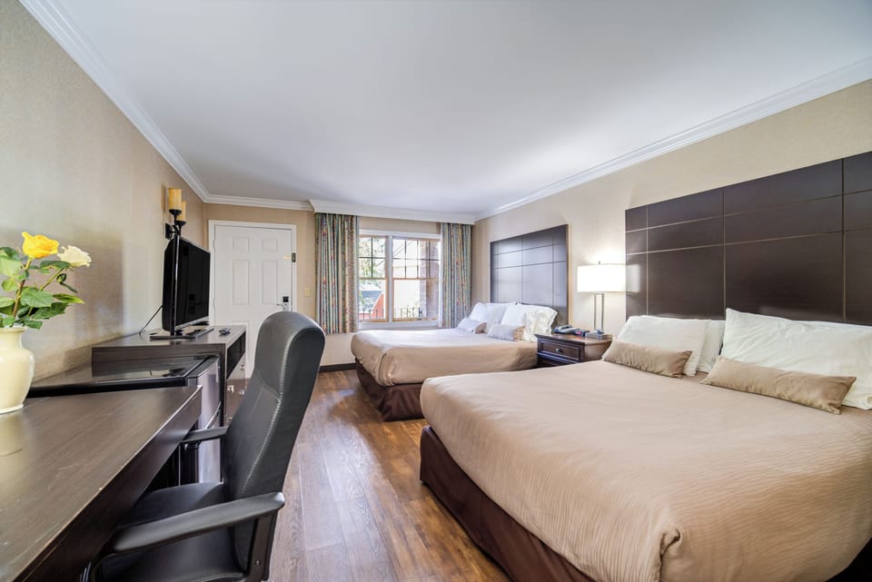 Standard Room, 2 Queen Beds, Accessible (ADA) | Desk, laptop workspace, blackout drapes, iron/ironing board