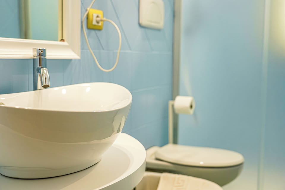 Shower, free toiletries, hair dryer, bidet