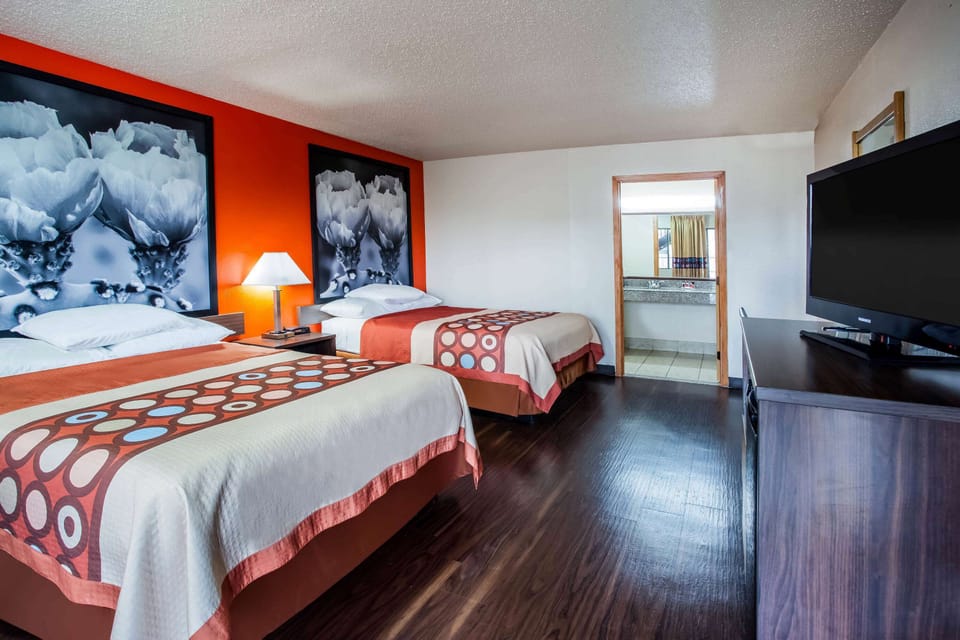 Room, 2 Queen Beds, Accessible, Non Smoking (Roll-In Shower) | In-room safe, desk, laptop workspace, soundproofing