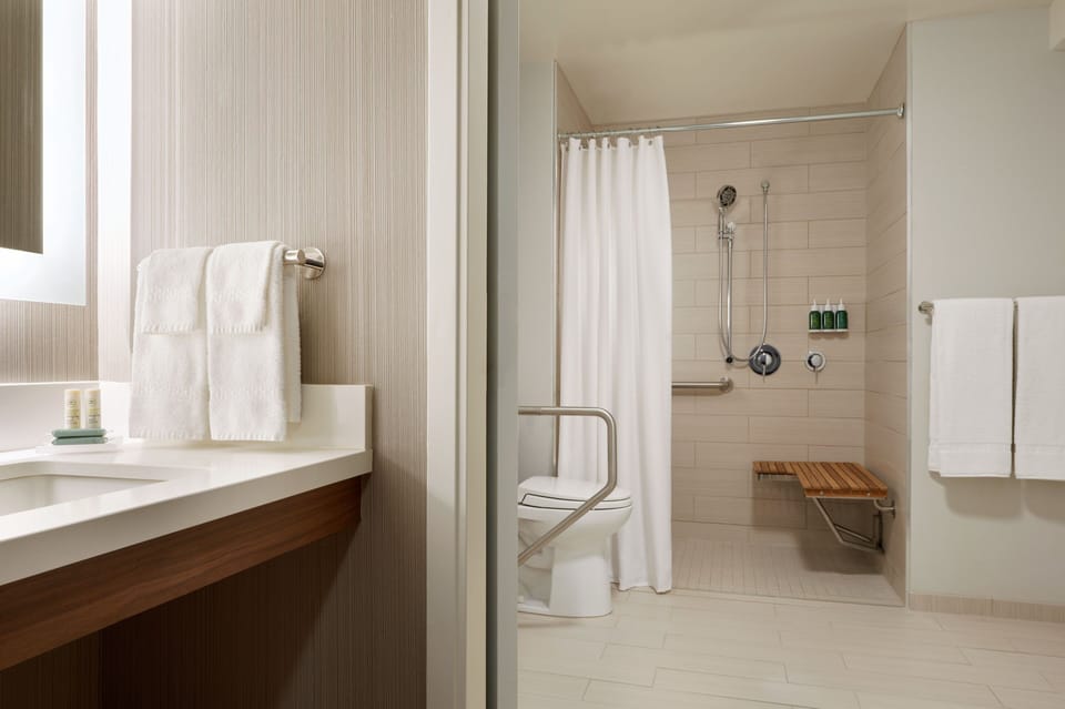 Room, 1 King Bed with Sofa bed | Bathroom | Shower, free toiletries, hair dryer, towels