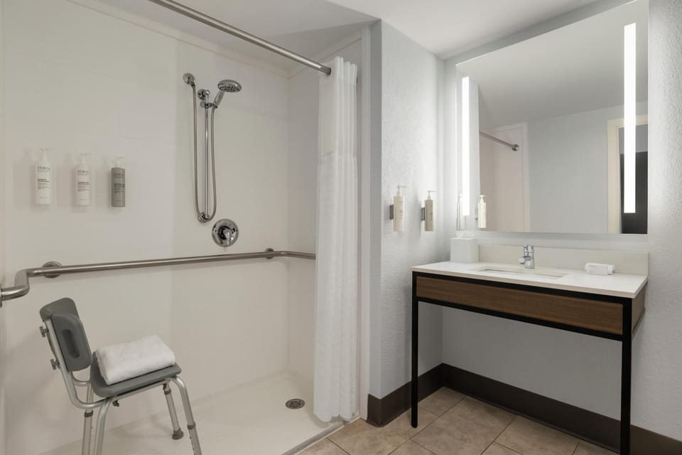 Room, 1 King Bed, Accessible | Bathroom shower
