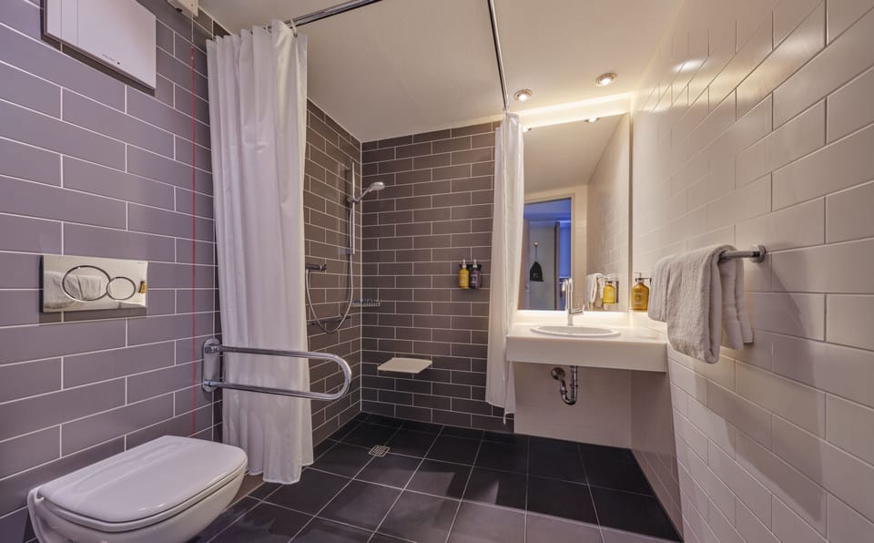 Standard Room, 1 Queen Bed, Accessible (Wheelchair) | Bathroom | Shower, eco-friendly toiletries, hair dryer, towels