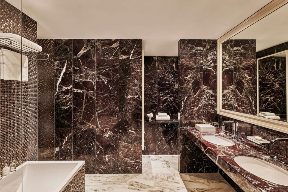 Junior Suite, Terrace, Sea View (Prestige) | Bathroom | Deep soaking tub, hydromassage showerhead, bathrobes, slippers