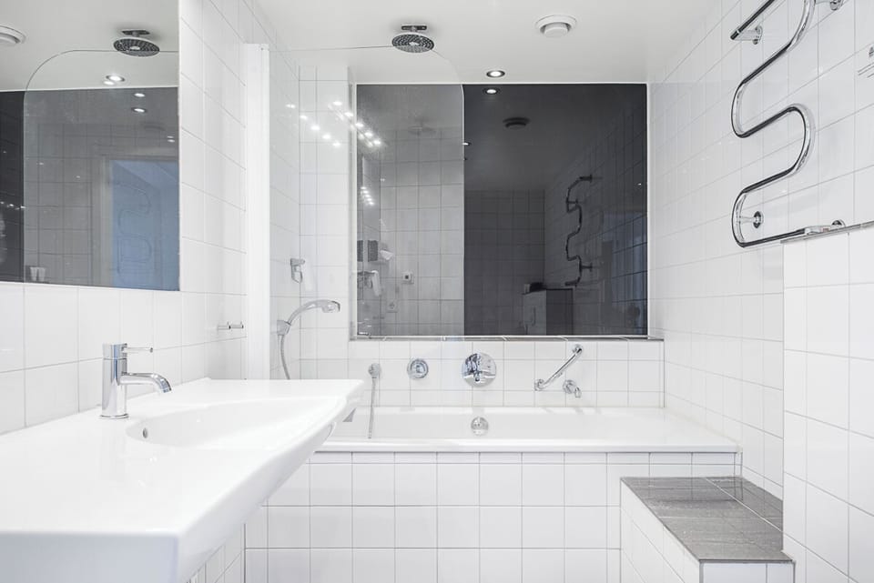 Suite | Bathroom | Hair dryer, towels, soap, shampoo