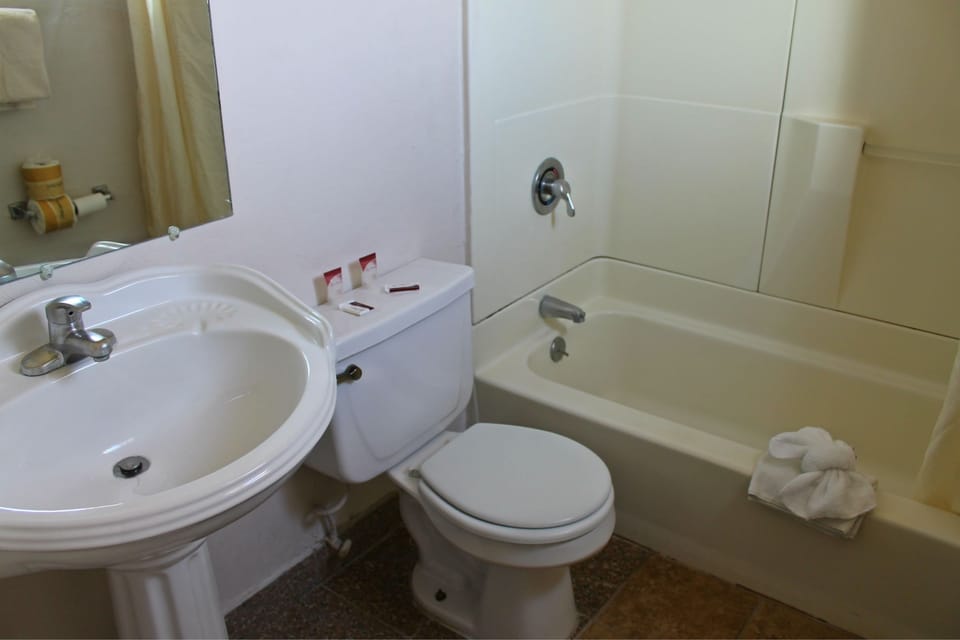 Standard Room, 1 King Bed, Non Smoking | Bathroom | Combined shower/tub, deep soaking tub, free toiletries, hair dryer