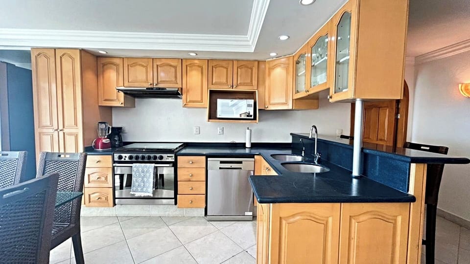 Apartment | Private kitchen | Full-size fridge, microwave, oven, stovetop