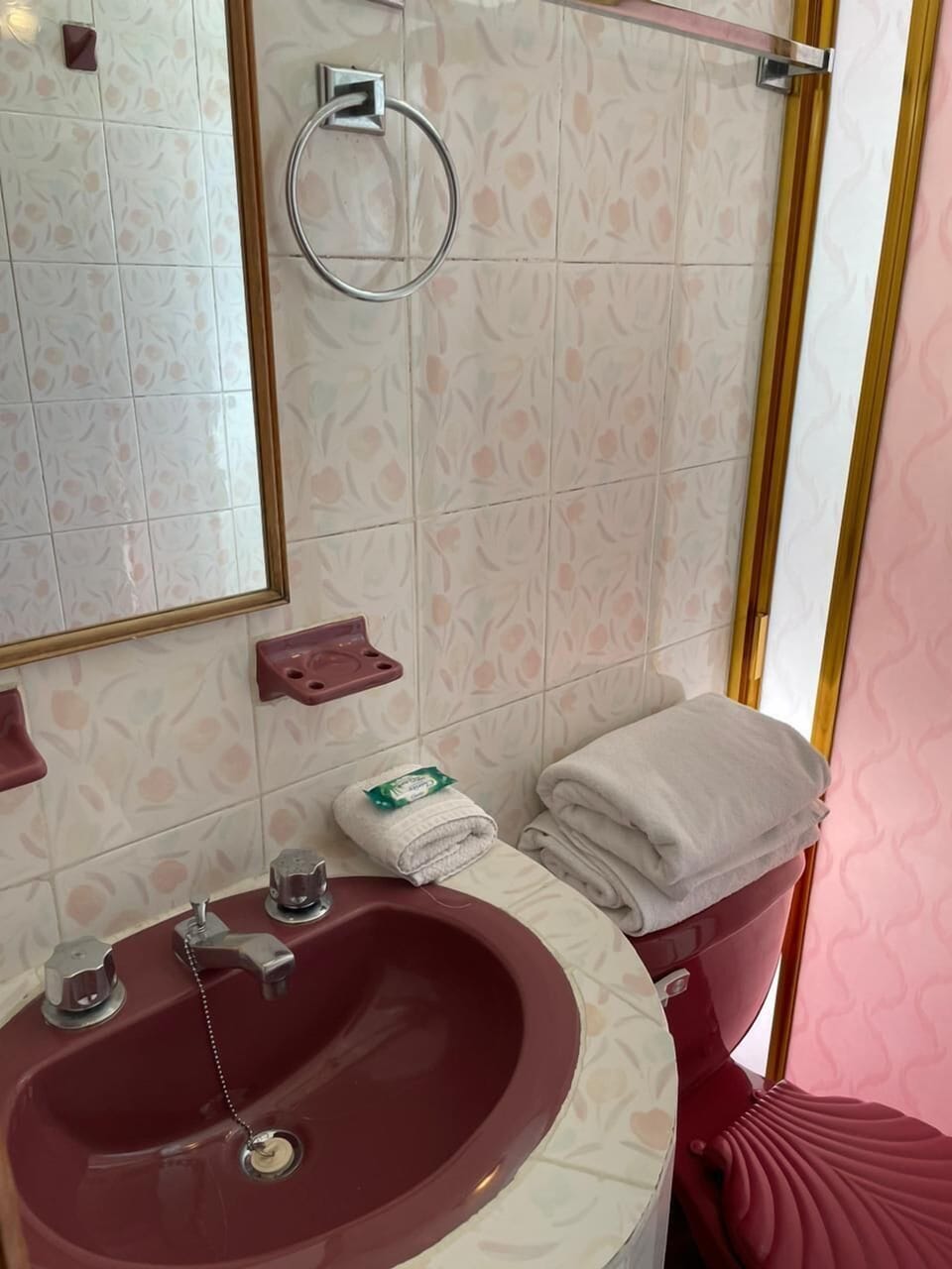 Shower, towels, soap, shampoo