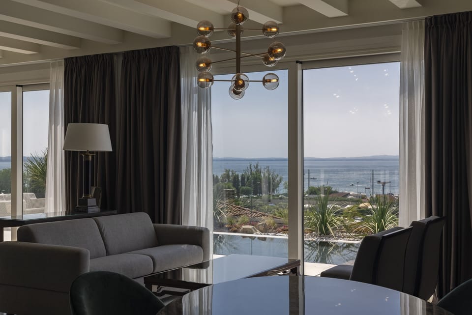 Luxury Suite, 1 Bedroom, Private Pool, Lake View | Living area | TV