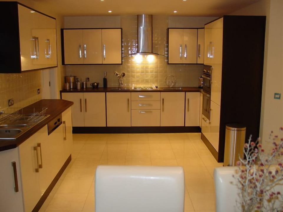 Deluxe House | Private kitchen | Fridge, microwave, oven, stovetop