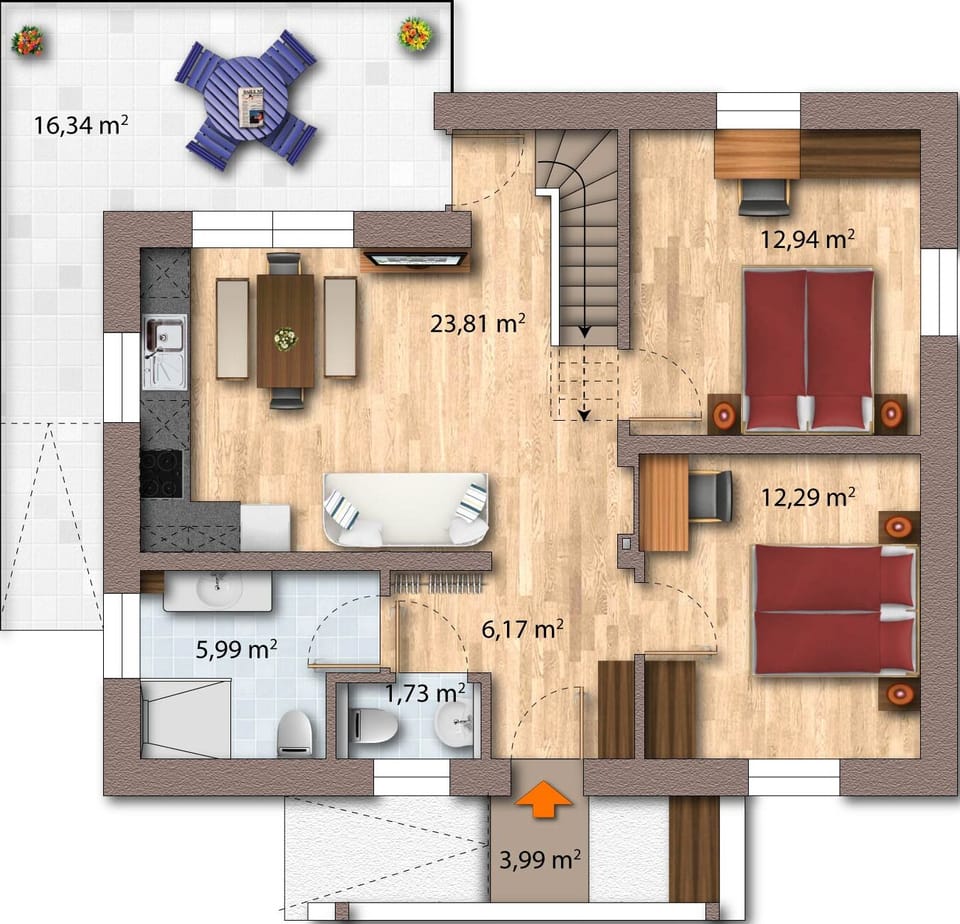 Family Chalet, 2 Bedrooms, Mountain View | Floor plan