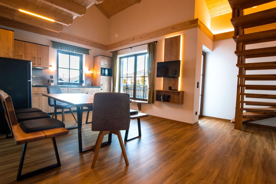 Family Chalet, 2 Bedrooms, Mountain View | Private kitchen | Full-size fridge, microwave, stovetop, dishwasher