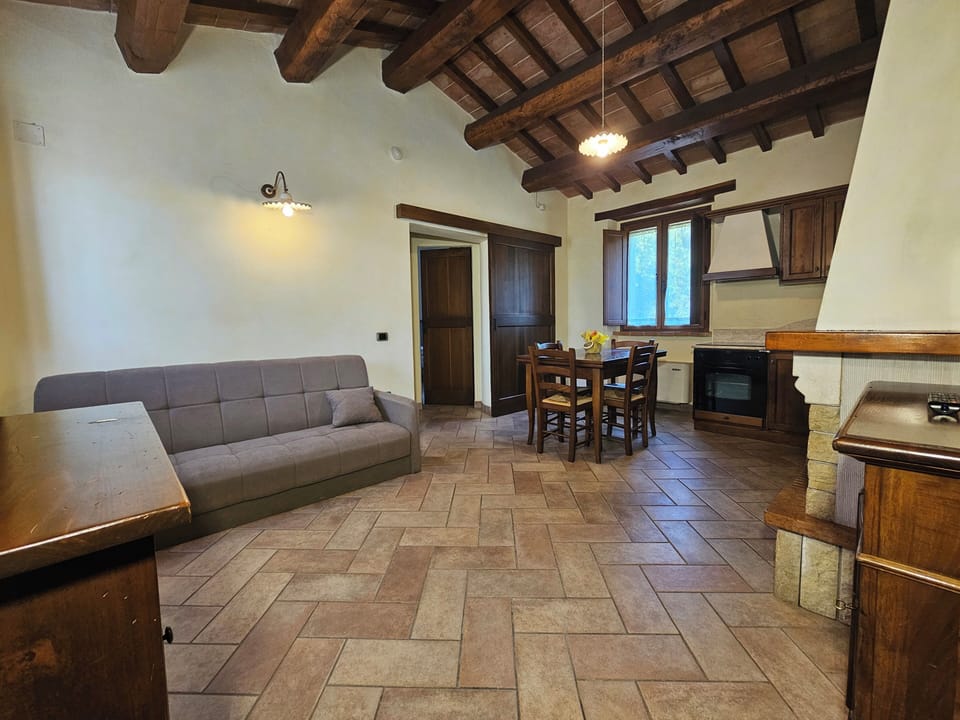 Romantic Apartment | Living area | Flat-screen TV, fireplace, table tennis