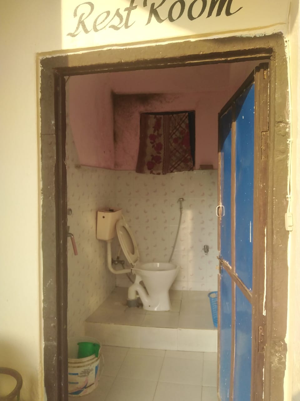 Shower, slippers, towels