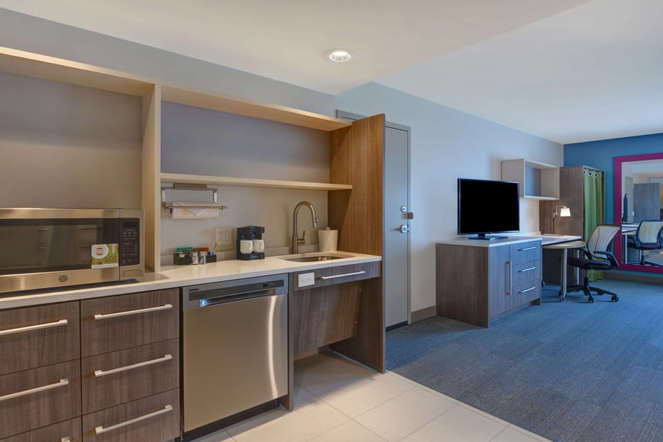 Studio, 2 Queen Beds, Accessible, Bathtub (Mobility & Hearing) | Private kitchen | Full-size fridge, microwave, dishwasher, coffee/tea maker