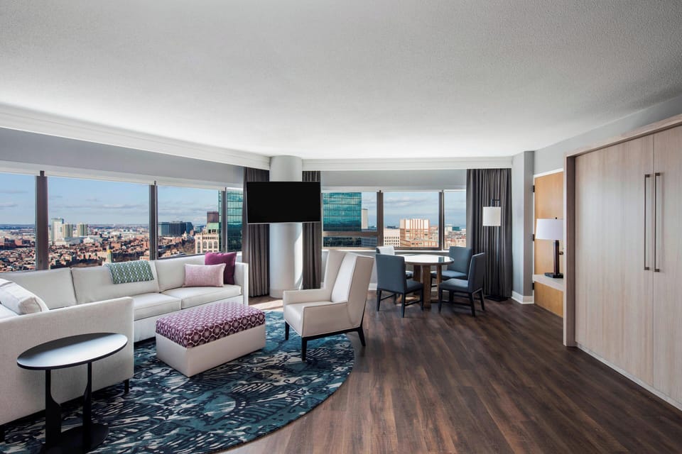 Premium bedding, down comforters, pillowtop beds, in-room safe
