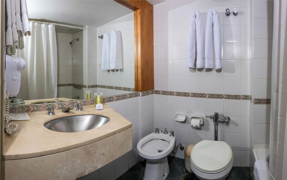 Free toiletries, hair dryer, bidet, towels
