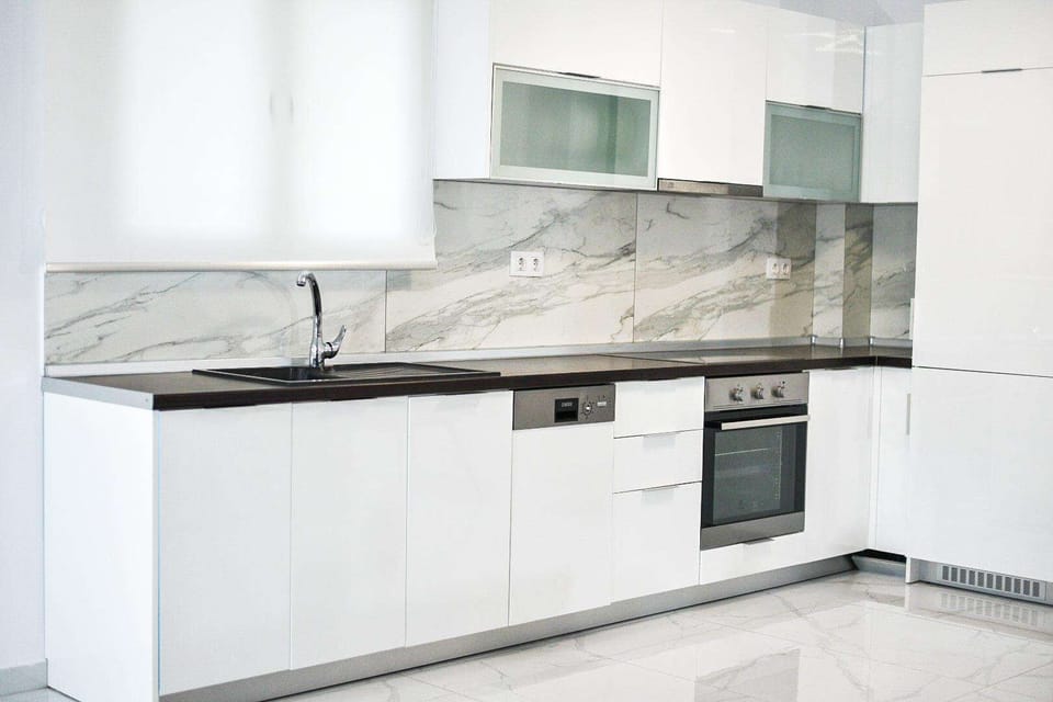 Premium bedding, desk, laptop workspace, soundproofing