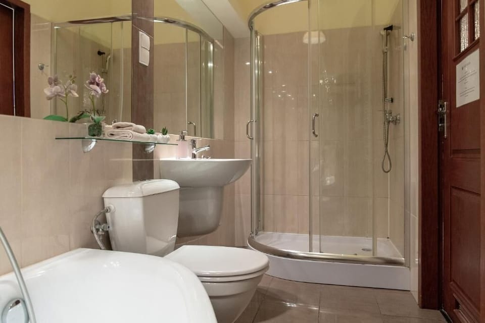Standard Apartment | Bathroom | Shower, hair dryer, towels