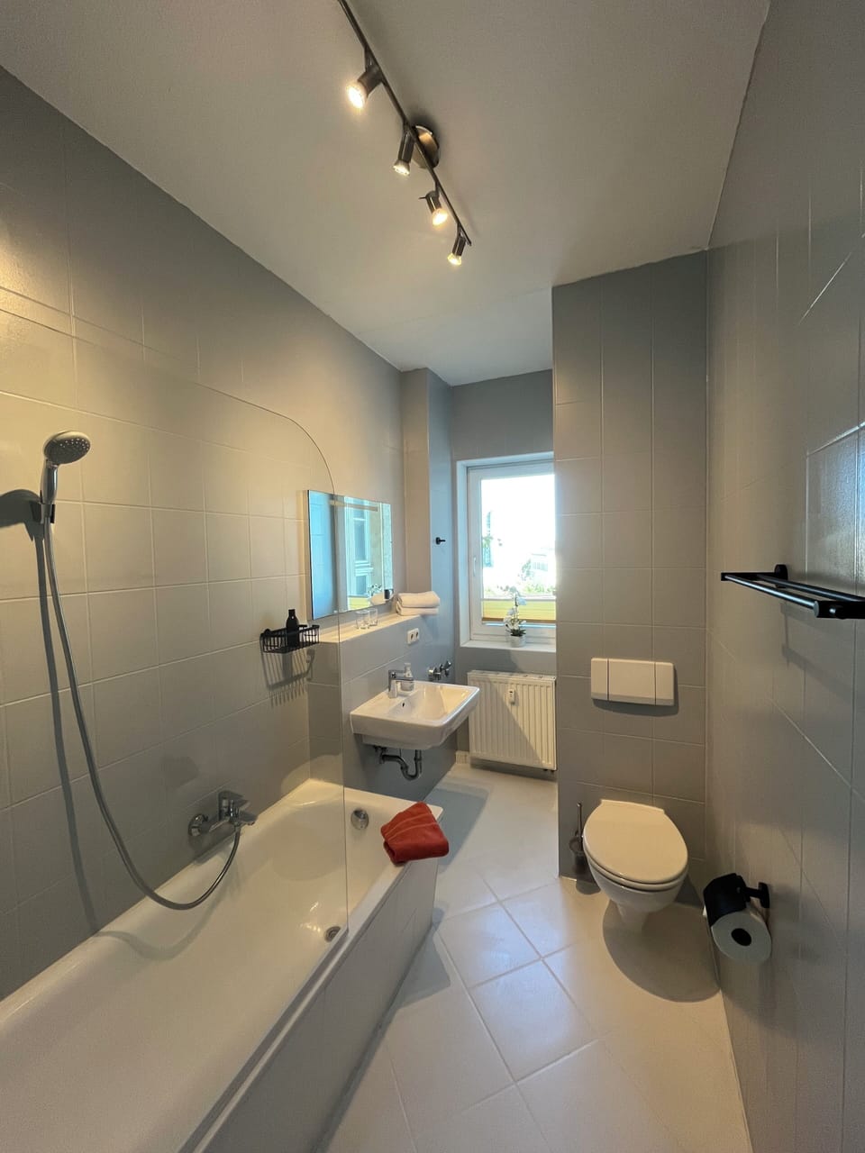 Suite | Bathroom | Hair dryer, towels