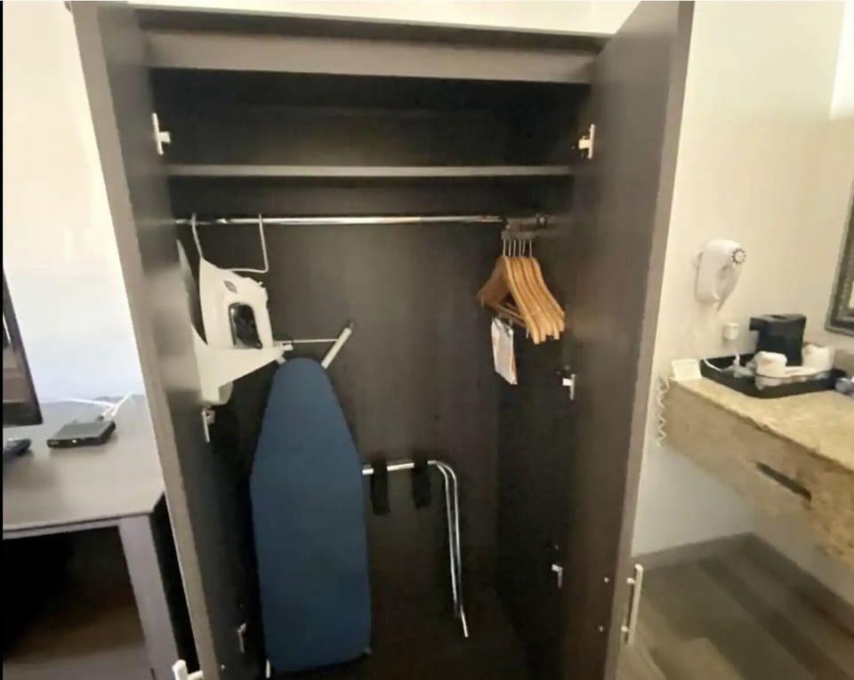 Individually furnished, desk, laptop workspace, blackout drapes