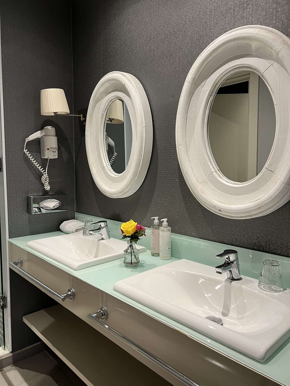 Shower, eco-friendly toiletries, hair dryer, bathrobes