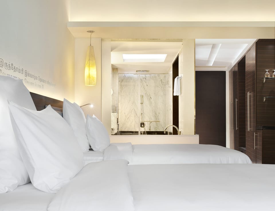 Premium bedding, memory foam beds, in-room safe, desk