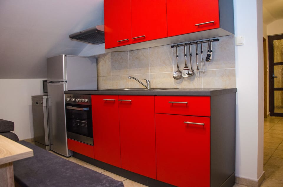 Fridge, oven, stovetop, dishwasher